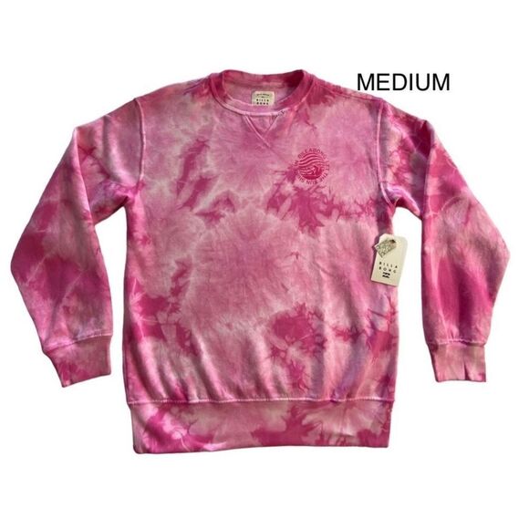 BILLABONG JUNIOR MEDIUM, “Let The Sunshine In” Long Sleeve Pink Tie Dye Sweatshi - Picture 1 of 8